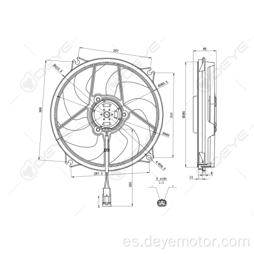 1253.A9 Ventilador de refrigeración de radiador eléctrico 200W para PEUGEOT